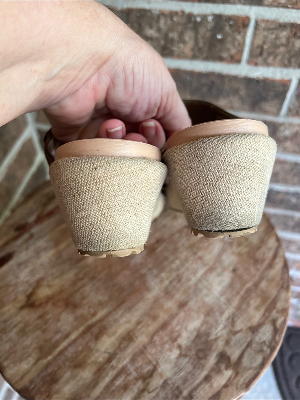 CROCS Brown Leather-Look Double Strap Sandals - Picture 7 of 10